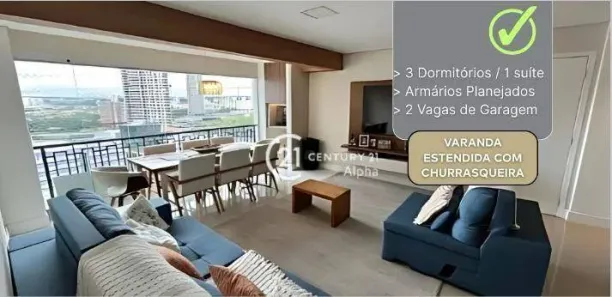 Apartamento com 3 Quartos para alugar, 107m² no Sítio Tamboré Alphaville, Barueri