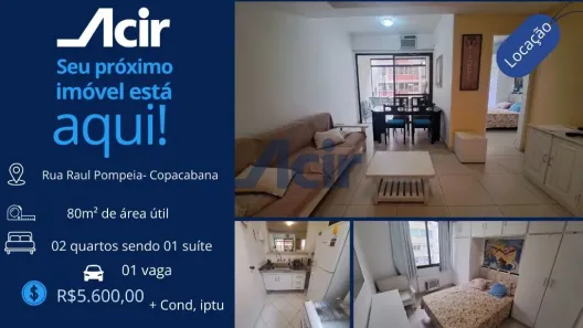 Apartamento com 2 Quartos para alugar, 79m² no Copacabana, Rio de Janeiro
