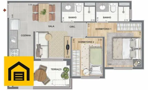 Apartamento com 2 Quartos à venda, 44m² no Mooca, São Paulo