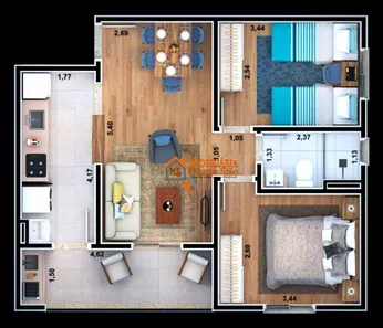 Apartamento com 2 Quartos à venda, 47m² no Vila Nova Bonsucesso, Guarulhos