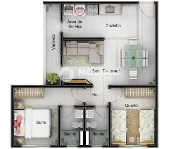 Apartamento com 2 Quartos à venda, 55m² no Laranjeiras, Uberlândia