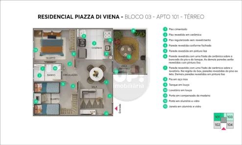 Apartamento com 2 Quartos à venda, 43m² no Jardim Diamante, Piracicaba