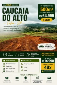 Lote/Terreno à venda, 500m² no Recreio Topázio (Caucaia do Alto), Cotia