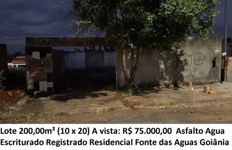 Lote/Terreno à venda, 200m² no Residencial Fonte das Águas, Goiânia