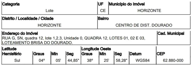 Lote/Terreno à venda, 1218m² no Dourado, Horizonte