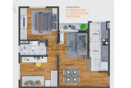 Apartamento com 2 Quartos à venda, 47m² no Saltinho, Paulínia
