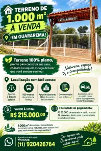 Lote/Terreno à venda, 1000m² no Centro, Guararema