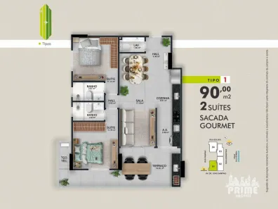 Apartamento com 2 Quartos à venda, 90m² no Guilhermina, Praia Grande