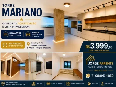 Apartamento com 2 Quartos para alugar, 63m² no Boca do Rio, Salvador