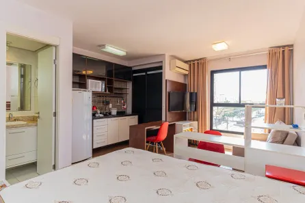 Apartamento com 1 Quarto para alugar, 26m² no Cidade Monções, São Paulo