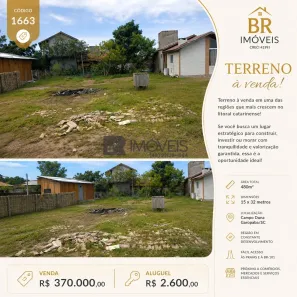 Lote/Terreno para venda ou aluguel, 480m² no Campo D'una, Garopaba