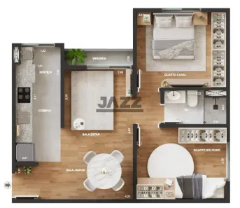Apartamento com 2 Quartos para alugar, 48m² no Saltinho, Paulínia
