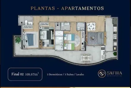 Apartamento com 3 Quartos à venda, 110m² no Guilhermina, Praia Grande