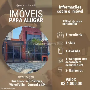 Sala Comercial para alugar, 188m² no Parque dos Eucaliptos, Sorocaba