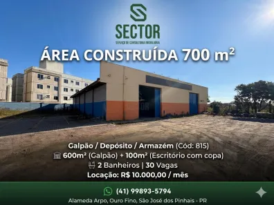 Galpão/Depósito/Armazém para alugar, 700m² no Ouro Fino, São José dos Pinhais