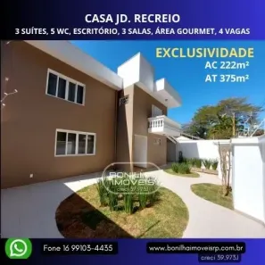 Casa com 3 Quartos à venda, 222m² no Jardim Recreio, Ribeirão Preto