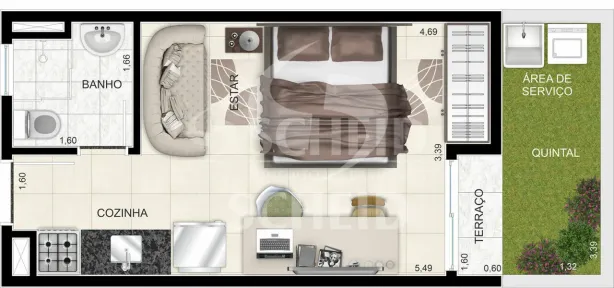 Flat com 1 Quarto para alugar, 28m² no Vila São Pedro, São Paulo