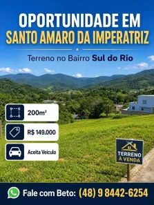 Lote/Terreno à venda, 200m² no Sul do Rio, Santo Amaro da Imperatriz