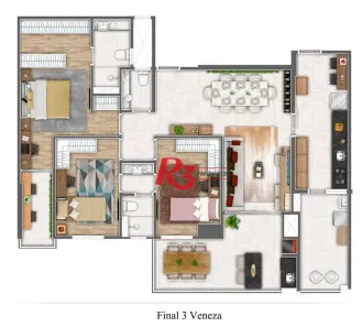 Apartamento com 3 Quartos à venda, 116m² no Gonzaga, Santos