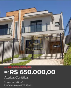 Sobrado com 3 Quartos à venda, 104m² no Atuba, Curitiba