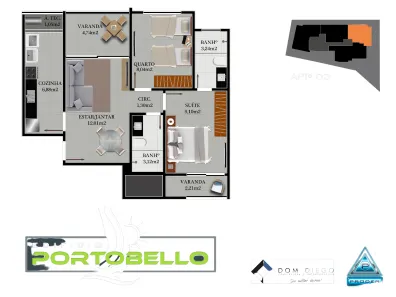 Apartamento com 2 Quartos à venda, 59m² no Centro, Guarapari