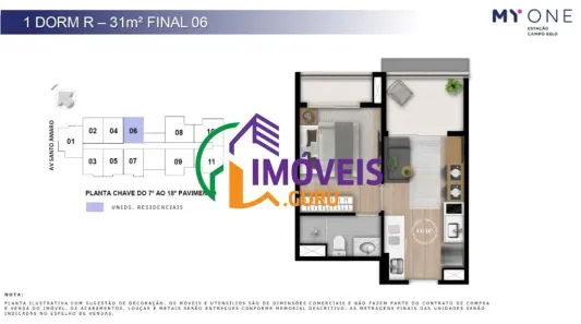 Apartamento com 1 Quarto à venda, 30m² no Brooklin Paulista, São Paulo