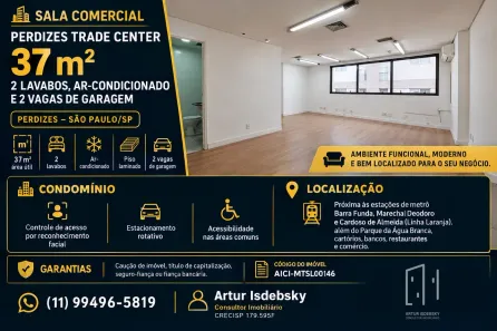 Sala Comercial para alugar, 37m² no Perdizes, São Paulo