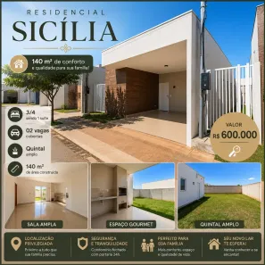 Casa de Condomínio com 3 Quartos à venda, 140m² no Condomínio Residencial Sicília Residence, Cuiabá