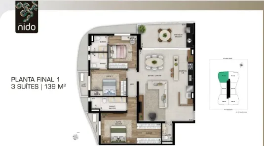 Apartamento com 3 Quartos à venda, 139m² no Setor Bueno, Goiânia