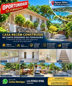Casa de Condomínio com 3 Quartos à venda, 120m² no Ferradura, Armação dos Búzios