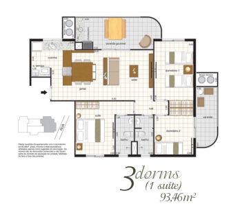 Apartamento com 3 Quartos à venda, 93m² no Vila Alzira, Guarujá