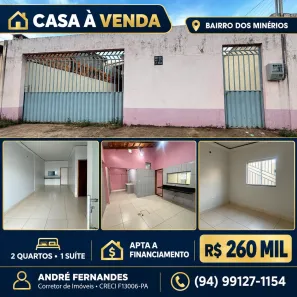 Casa com 2 Quartos à venda, 200m² no Bairro dos Minérios, Parauapebas