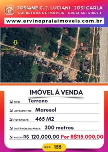 Lote/Terreno à venda, 465m² no Praia do Ervino, São Francisco do Sul