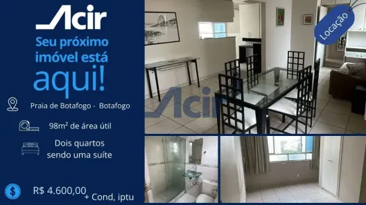 Apartamento com 2 Quartos para alugar, 100m² no Botafogo, Rio de Janeiro