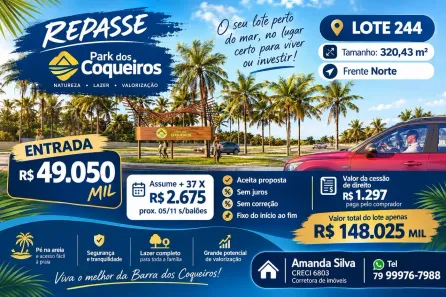 Lote/Terreno à venda, 320m² no , Barra dos Coqueiros