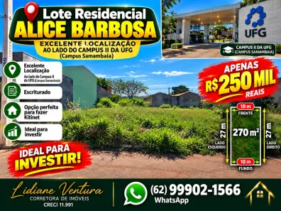 Lote/Terreno à venda, 270m² no Residencial Alice Barbosa I, Goiânia