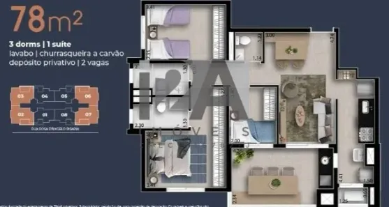 Apartamento com 3 Quartos à venda, 78m² no Vila Yara, Osasco