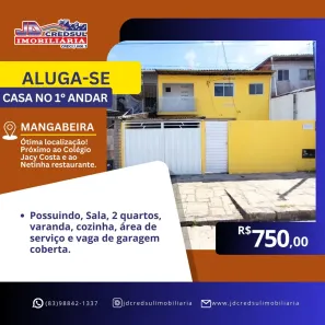 Casa com 2 Quartos para alugar, 59m² no Mangabeira, João Pessoa