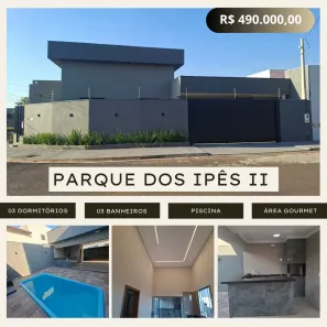 Casa com 3 Quartos à venda, 130m² no Residencial Parque dos Ipês II, Mirassol