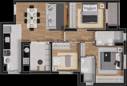 Apartamento com 3 Quartos à venda, 75m² no Jardim Auri Verde, Bauru