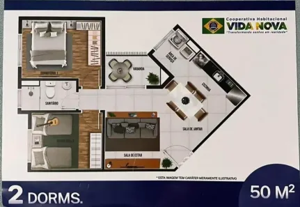 Apartamento com 2 Quartos à venda, 50m² no Jardim Salete, Taboão da Serra