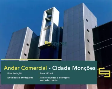 Sala Comercial para alugar, 223m² no Cidade Monções, São Paulo
