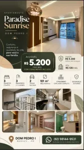 Apartamento com 3 Quartos para alugar, 101m² no Dom Pedro I, Manaus