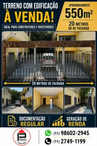 Lote/Terreno à venda, 550m² no Vila Nhocune, São Paulo