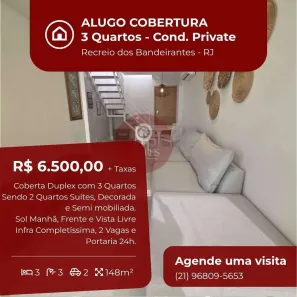 Cobertura com 3 Quartos para alugar, 148m² no Recreio dos Bandeirantes, Rio de Janeiro