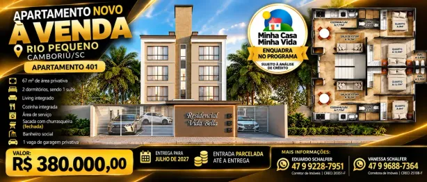 Apartamento com 2 Quartos à venda, 60m² no Rio Pequeno, Camboriú
