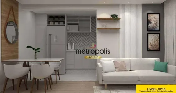 Apartamento com 2 Quartos à venda, 47m² no Vila Metalúrgica, Santo André