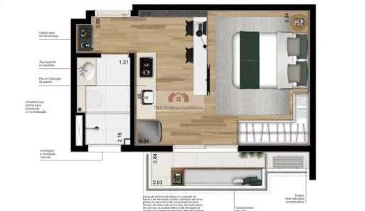 Apartamento com 1 Quarto à venda, 26m² no Indianópolis, São Paulo