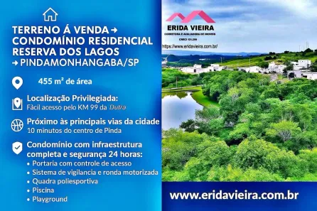 Lote/Terreno à venda, 455m² no Loteamento Residencial Reserva dos Lagos, Pindamonhangaba