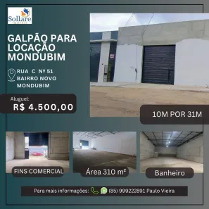 Galpão/Depósito/Armazém com 1 Quarto para alugar, 310m² no Mondubim, Fortaleza